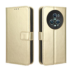 Custodia Portafoglio In Pelle Cover con Supporto BY5 per Huawei Honor Magic5 Pro 5G Oro