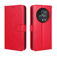 Custodia Portafoglio In Pelle Cover con Supporto BY5 per Huawei Honor Magic5 Pro 5G Rosso