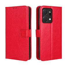 Custodia Portafoglio In Pelle Cover con Supporto BY5 per Huawei Honor X7a Rosso