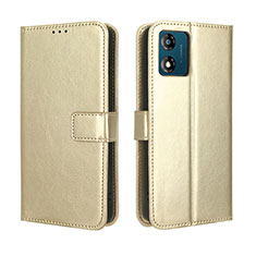 Custodia Portafoglio In Pelle Cover con Supporto BY5 per Motorola Moto E13 Oro