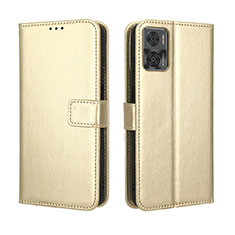 Custodia Portafoglio In Pelle Cover con Supporto BY5 per Motorola Moto E22 Oro