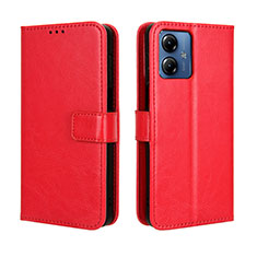Custodia Portafoglio In Pelle Cover con Supporto BY5 per Motorola Moto G14 Rosso