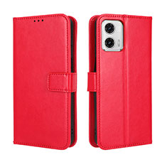 Custodia Portafoglio In Pelle Cover con Supporto BY5 per Motorola Moto G53 5G Rosso