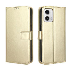 Custodia Portafoglio In Pelle Cover con Supporto BY5 per Motorola Moto G73 5G Oro