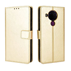 Custodia Portafoglio In Pelle Cover con Supporto BY5 per Nokia 5.4 Oro