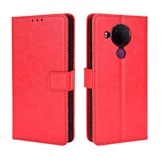 Custodia Portafoglio In Pelle Cover con Supporto BY5 per Nokia 5.4 Rosso