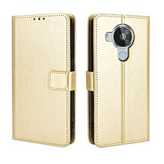 Custodia Portafoglio In Pelle Cover con Supporto BY5 per Nokia 7.3 Oro