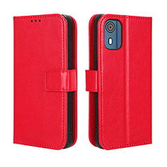 Custodia Portafoglio In Pelle Cover con Supporto BY5 per Nokia C02 Rosso
