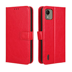 Custodia Portafoglio In Pelle Cover con Supporto BY5 per Nokia C110 Rosso