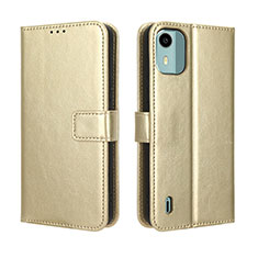Custodia Portafoglio In Pelle Cover con Supporto BY5 per Nokia C12 Oro