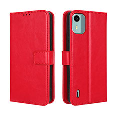 Custodia Portafoglio In Pelle Cover con Supporto BY5 per Nokia C12 Plus Rosso
