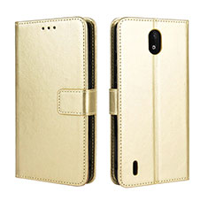 Custodia Portafoglio In Pelle Cover con Supporto BY5 per Nokia C2 Oro