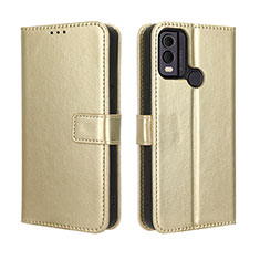 Custodia Portafoglio In Pelle Cover con Supporto BY5 per Nokia C22 Oro