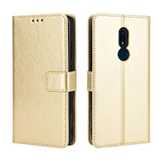 Custodia Portafoglio In Pelle Cover con Supporto BY5 per Nokia C3 Oro
