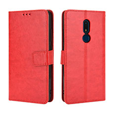 Custodia Portafoglio In Pelle Cover con Supporto BY5 per Nokia C3 Rosso