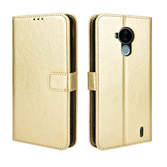 Custodia Portafoglio In Pelle Cover con Supporto BY5 per Nokia C30 Oro