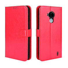 Custodia Portafoglio In Pelle Cover con Supporto BY5 per Nokia C30 Rosso