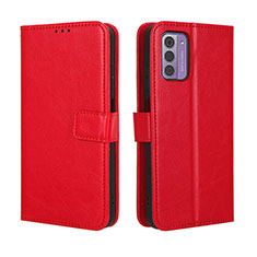 Custodia Portafoglio In Pelle Cover con Supporto BY5 per Nokia C300 Rosso