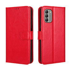 Custodia Portafoglio In Pelle Cover con Supporto BY5 per Nokia G400 5G Rosso
