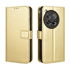 Custodia Portafoglio In Pelle Cover con Supporto BY5 per OnePlus 12 5G Oro