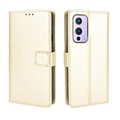 Custodia Portafoglio In Pelle Cover con Supporto BY5 per OnePlus 9 5G Oro