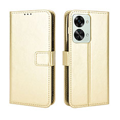 Custodia Portafoglio In Pelle Cover con Supporto BY5 per OnePlus Nord 2T 5G Oro