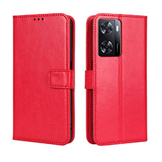 Custodia Portafoglio In Pelle Cover con Supporto BY5 per Oppo A57 4G Rosso