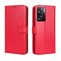 Custodia Portafoglio In Pelle Cover con Supporto BY5 per Oppo A77 4G Rosso