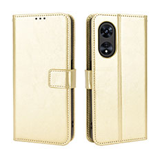 Custodia Portafoglio In Pelle Cover con Supporto BY5 per Oppo A78 5G Oro