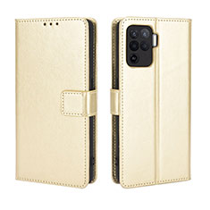 Custodia Portafoglio In Pelle Cover con Supporto BY5 per Oppo Reno5 Lite Oro