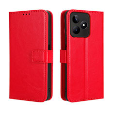 Custodia Portafoglio In Pelle Cover con Supporto BY5 per Realme Narzo N53 Rosso