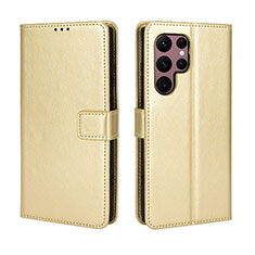 Custodia Portafoglio In Pelle Cover con Supporto BY5 per Samsung Galaxy S22 Ultra 5G Oro
