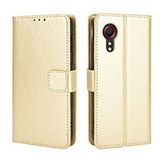 Custodia Portafoglio In Pelle Cover con Supporto BY5 per Samsung Galaxy XCover 5 SM-G525F Oro