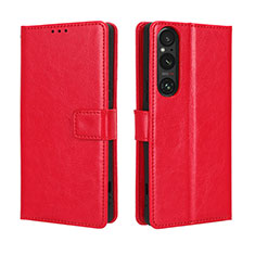 Custodia Portafoglio In Pelle Cover con Supporto BY5 per Sony Xperia 1 V Rosso