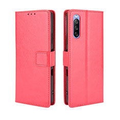 Custodia Portafoglio In Pelle Cover con Supporto BY5 per Sony Xperia 10 III Lite Rosso