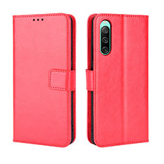 Custodia Portafoglio In Pelle Cover con Supporto BY5 per Sony Xperia 10 IV SOG07 Rosso