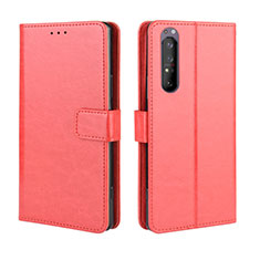 Custodia Portafoglio In Pelle Cover con Supporto BY5 per Sony Xperia 5 II Rosso