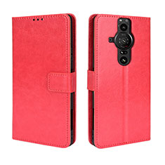 Custodia Portafoglio In Pelle Cover con Supporto BY5 per Sony Xperia PRO-I Rosso