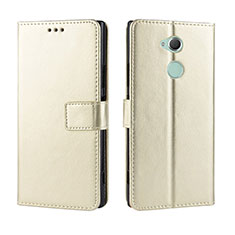 Custodia Portafoglio In Pelle Cover con Supporto BY5 per Sony Xperia XA2 Oro