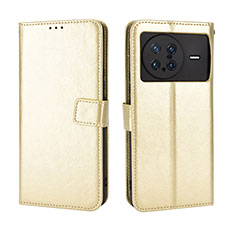 Custodia Portafoglio In Pelle Cover con Supporto BY5 per Vivo X Note Oro