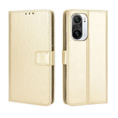Custodia Portafoglio In Pelle Cover con Supporto BY5 per Xiaomi Poco F3 5G Oro
