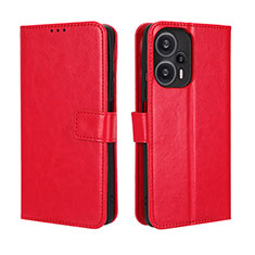 Custodia Portafoglio In Pelle Cover con Supporto BY5 per Xiaomi Poco F5 5G Rosso