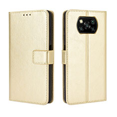 Custodia Portafoglio In Pelle Cover con Supporto BY5 per Xiaomi Poco X3 NFC Oro