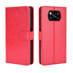 Custodia Portafoglio In Pelle Cover con Supporto BY5 per Xiaomi Poco X3 Pro Rosso