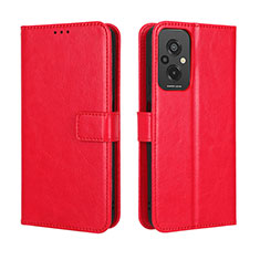 Custodia Portafoglio In Pelle Cover con Supporto BY5 per Xiaomi Redmi 11 Prime 4G Rosso