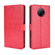 Custodia Portafoglio In Pelle Cover con Supporto BY5 per Xiaomi Redmi Note 9T 5G Rosso