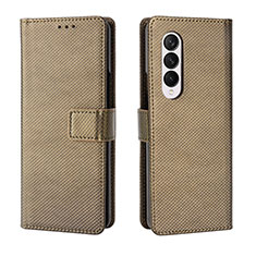 Custodia Portafoglio In Pelle Cover con Supporto BY6 per Samsung Galaxy Z Fold3 5G Marrone