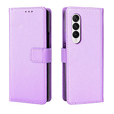 Custodia Portafoglio In Pelle Cover con Supporto BY6 per Samsung Galaxy Z Fold4 5G Viola