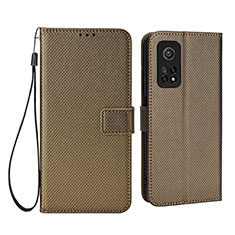 Custodia Portafoglio In Pelle Cover con Supporto BY6 per Xiaomi Mi 10T 5G Marrone