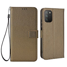 Custodia Portafoglio In Pelle Cover con Supporto BY6 per Xiaomi Poco M3 Marrone